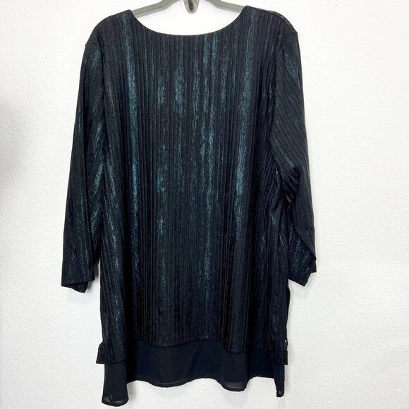 Plus Foiled Ribbed Tunic Top black size 4XL - Picture 5 of 6